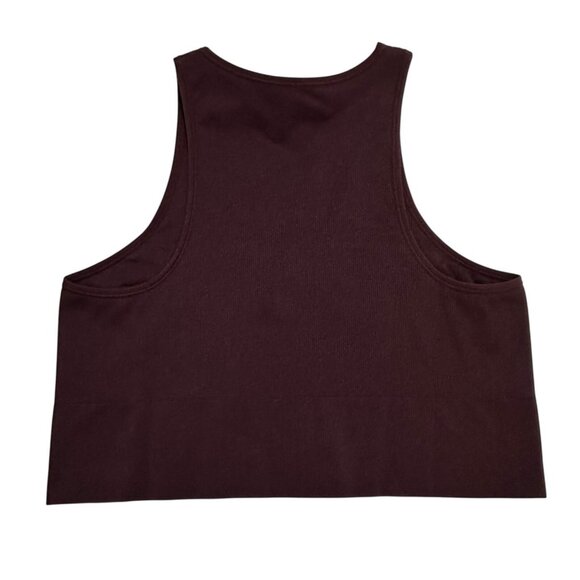 Athleta Womens Plus Size 1X Wine V-Neck Sleeveless Ribbed Cropped Tank Top - Picture 3 of 5